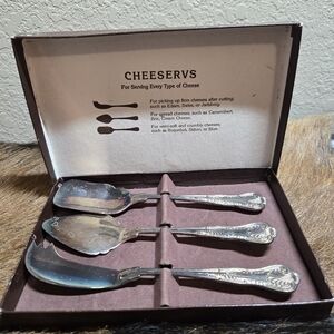 Godinger Silver-plated "Cheeservs" Set of 3 Cheese Serving Utensils In Box